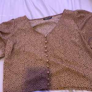 brown and black blouse